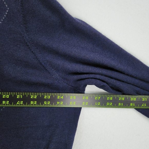 Talbots Sweater Womens 3XL Navy Blue Cream Italian Merino Wool Argyle Cardigan - Picture 3 of 8